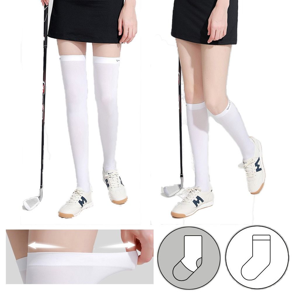 Ankle Support Badminton - 伸縮性のあるシルクサングラス,日焼け止め,ハイソックス,通気性,日焼け止め,黒,白,テニス,ゴルフスポーツ