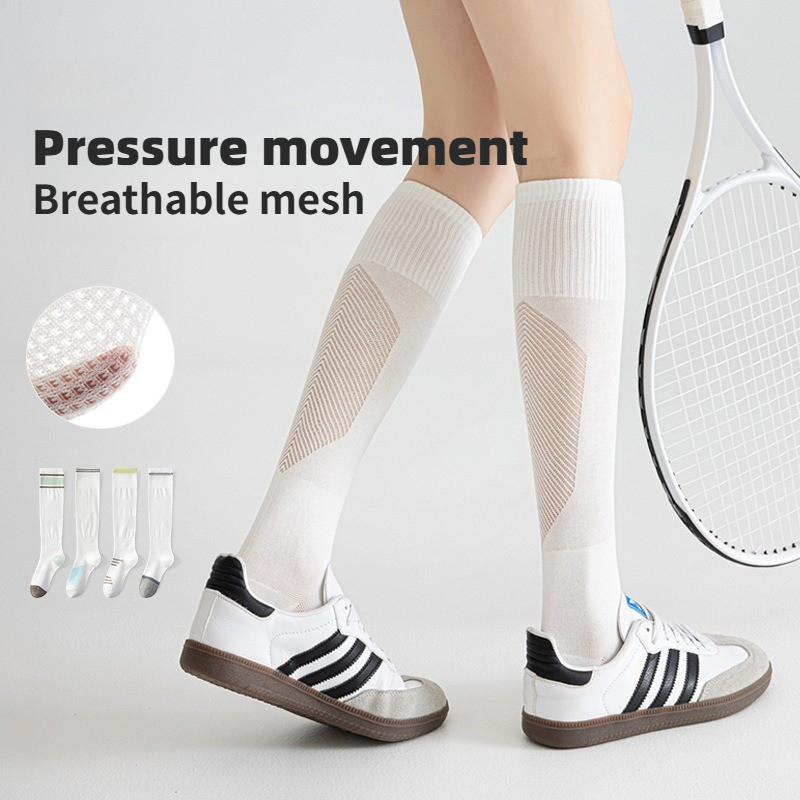 Ankle Support Badminton - 通気性メッシュコンプレッションカーフソックス、滑り止めスポーツソックス（テニス、ランニング、サイクリング、ジムトレーニング、バスケットボール用）