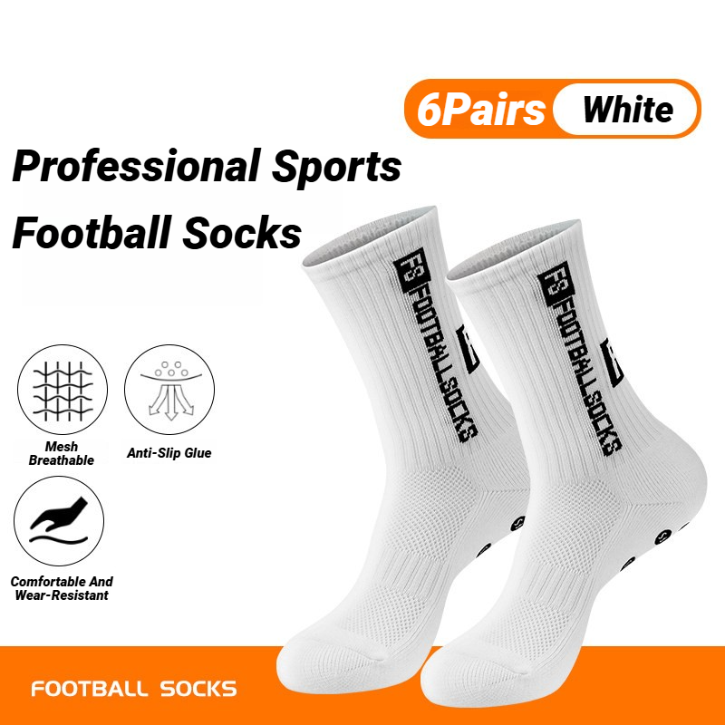Ankle Support Badminton - 6 ペアのノンスリップグリップソックス男性女性用サッカーバスケットボール野球ラグビーサッカーサイクリングランニングハイキングテニススケートボード