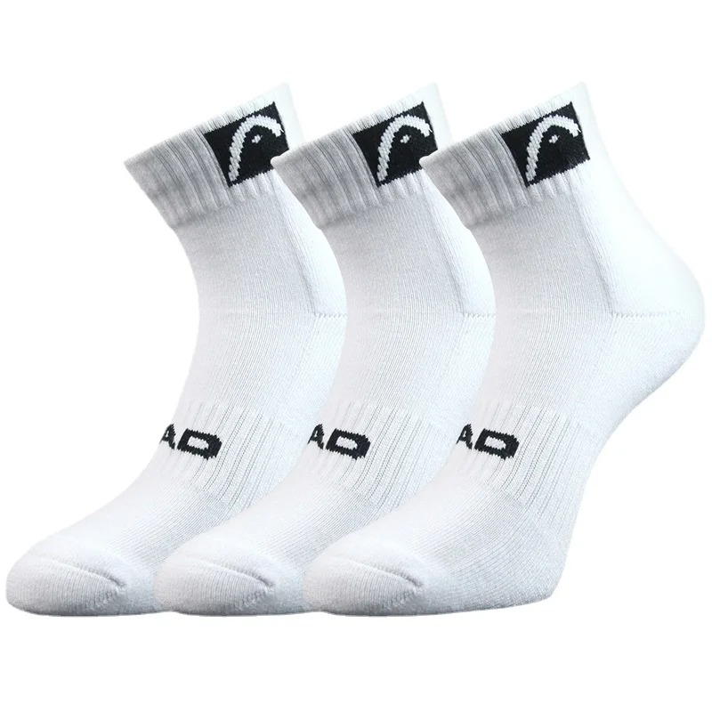 Ankle Support Badminton - 3 ペアヘッドソックススポーツミッドソックス男性女性バドミントンテニス綿タオルボトムソックスバスケットボールテニス 25-28 センチメートル