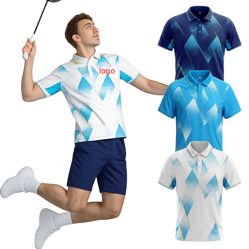 Badminton Jersey - メンズバドミントンポロシャツ カスタムロゴ ネームナンバー 速乾性 通気性 スポーツジャージ