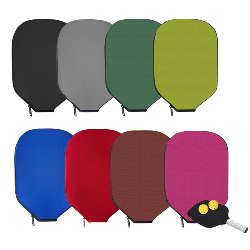Racket Cover Bag - ネオプレン製ピックルボールパドルカバー ジッパー付き ポータブルピックルボールラケット保護スリーブ カラフルで耐久性のあるピックルボールラケットバッグ