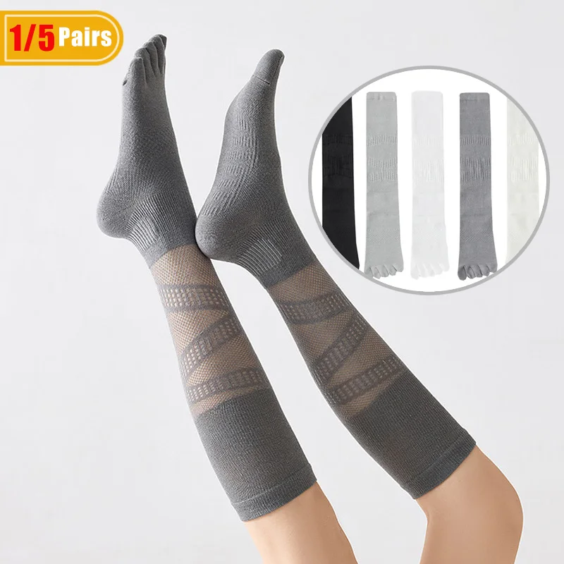 1/5 ペア女性用圧縮 5 本指ソックスロングスポーツフィッ - Ankle Support Badminton のレビューと価格