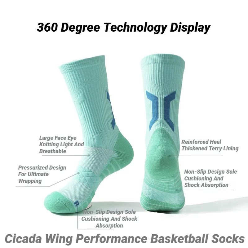 プロの男性用バスケットボールソックス、厚手のタオル底、通気性 - Ankle Support Badminton のレビューと価格