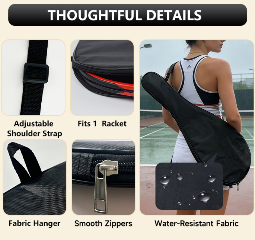 テニスラケットカバーポータブルシングルパックテニスラケット保 - Racket Cover Bag のレビューと価格