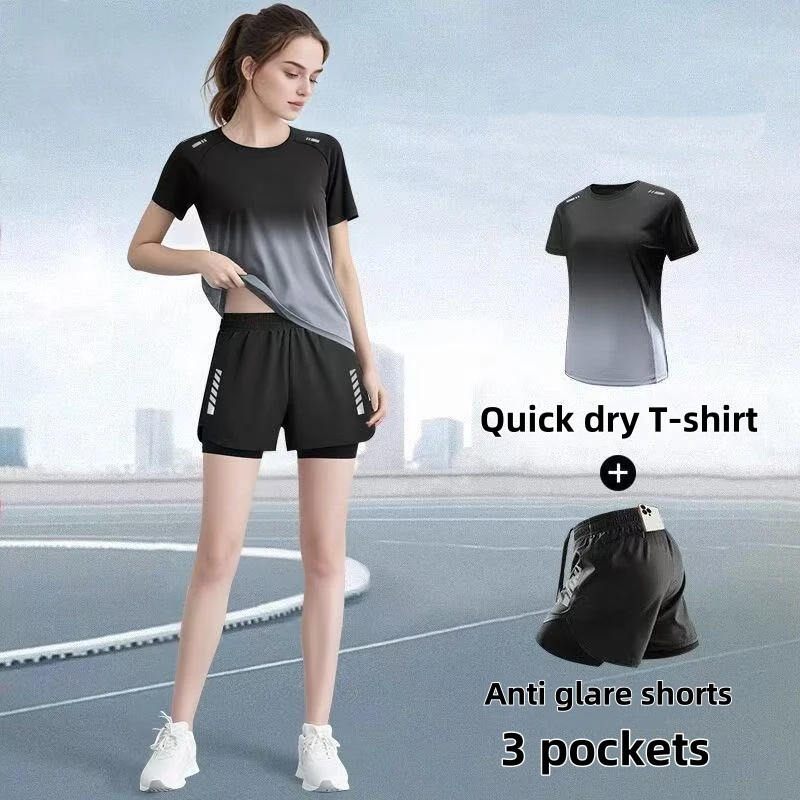 レディーススポーツウェアセット、ランニングショーツ、Tシャツ - Badminton Jersey のレビューと価格
