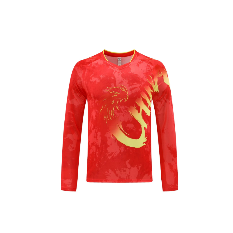 中国ドラゴン長袖卓球シャツ 2024 赤青中国チームバドミン - Badminton Jersey のレビューと価格
