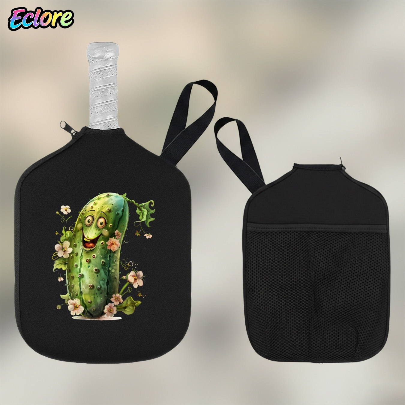 漫画スマイルピックルボールパドルカバー ソフトで耐久性のある - Racket Cover Bag のレビューと価格