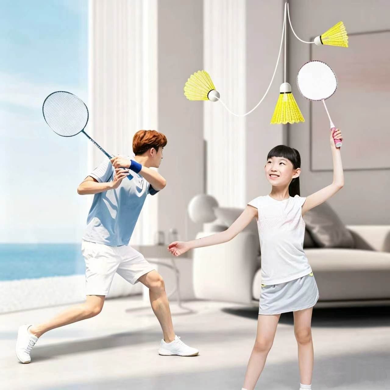 3ピース弾性バドミントンセット、1つのラケット付き、屋内自習 - Badminton Raket のレビューと価格