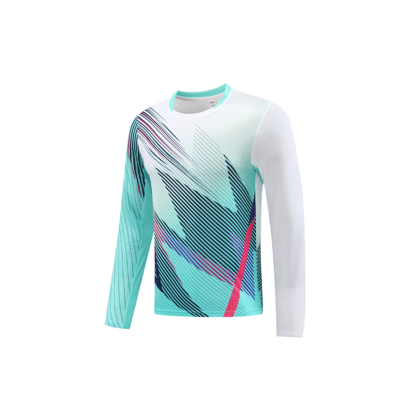 ユニセックス長袖バドミントンシャツ、卓球ジャージー、Vネック - Badminton Jersey のレビューと価格